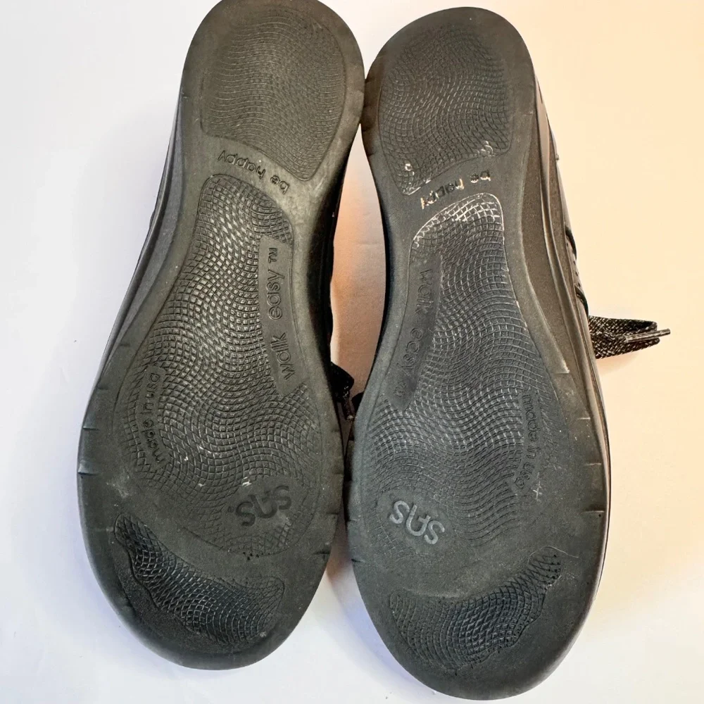 SAS Walk Easy Shoes Women’s 7N Lace Up Black Leather Comfort Walking USA‎ Made